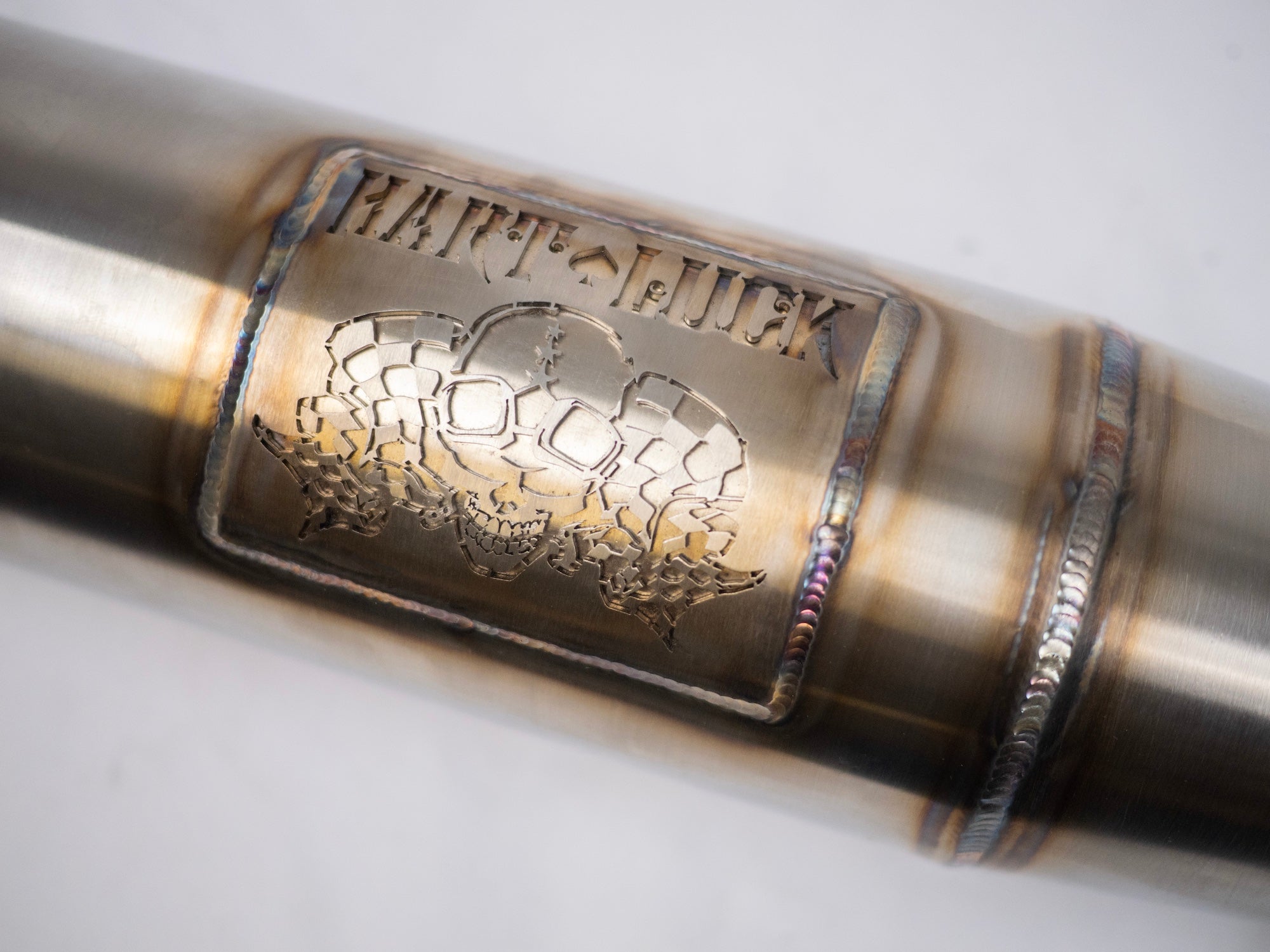 Hart Luck exhaust on Indian Challenger motorcycle
